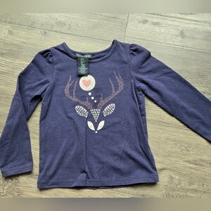 Cynthia Rowley Navy Kids Long Sleeve with Heart and Deer Design